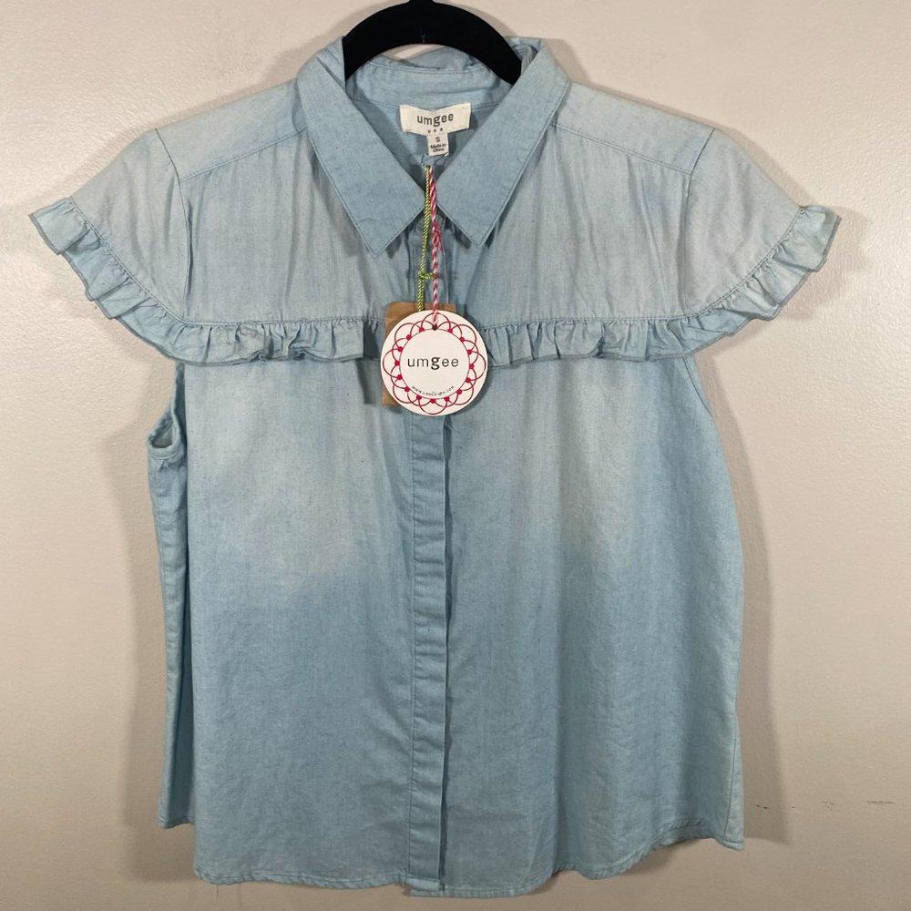 NWT Umgee Denim Button Down Shirt - Picture 3 of 4